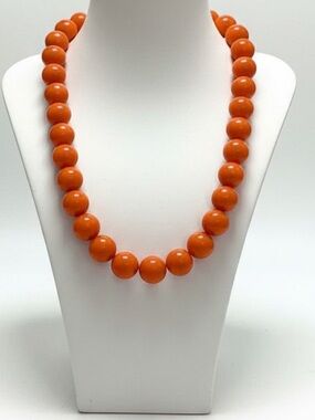 Statement Orange Beaded Necklace Bold Retro Chunky Collar Bib Necklace